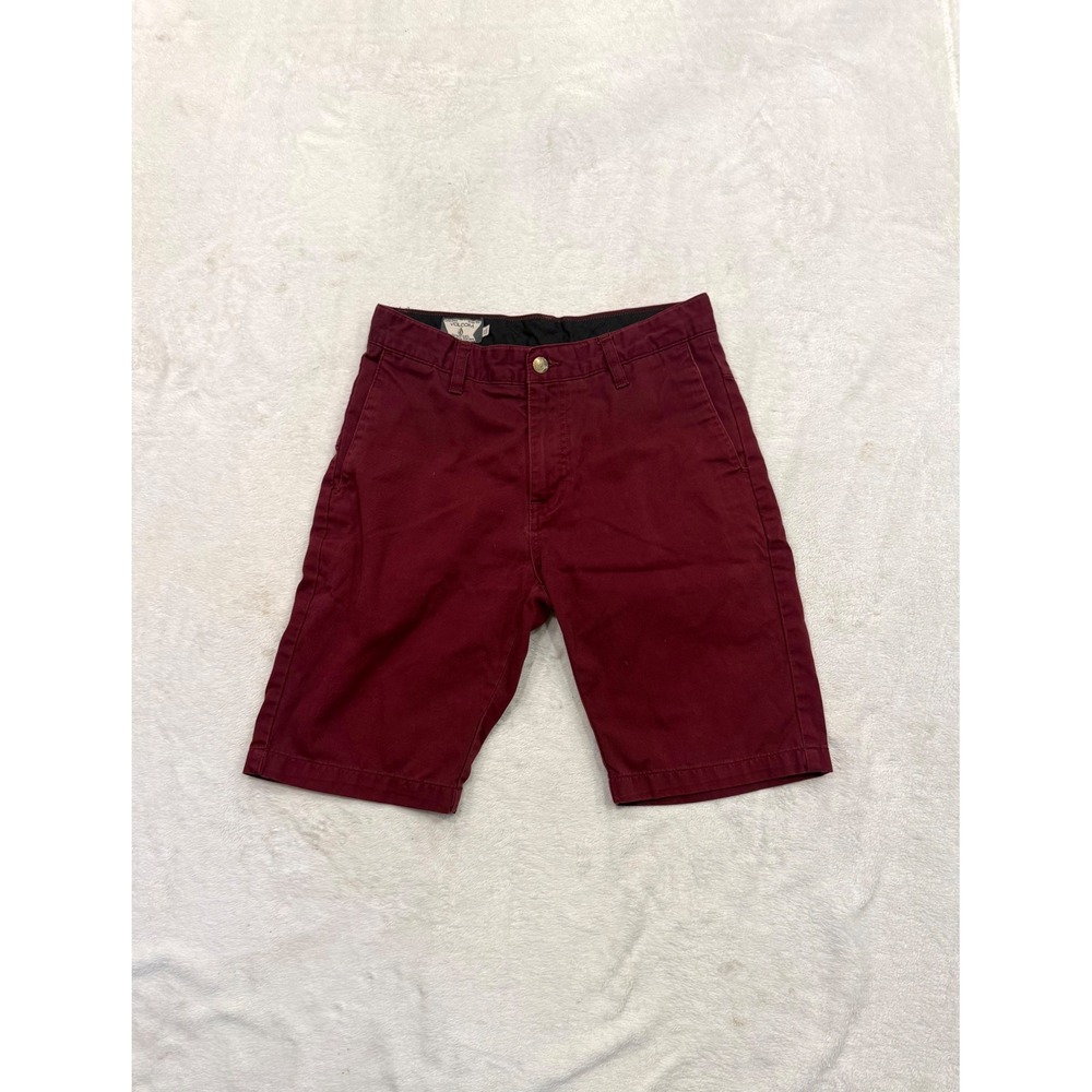Volcom Frickin Modern Fit Chino Shorts Mens 28 Burgundy Maroon Skate Casual